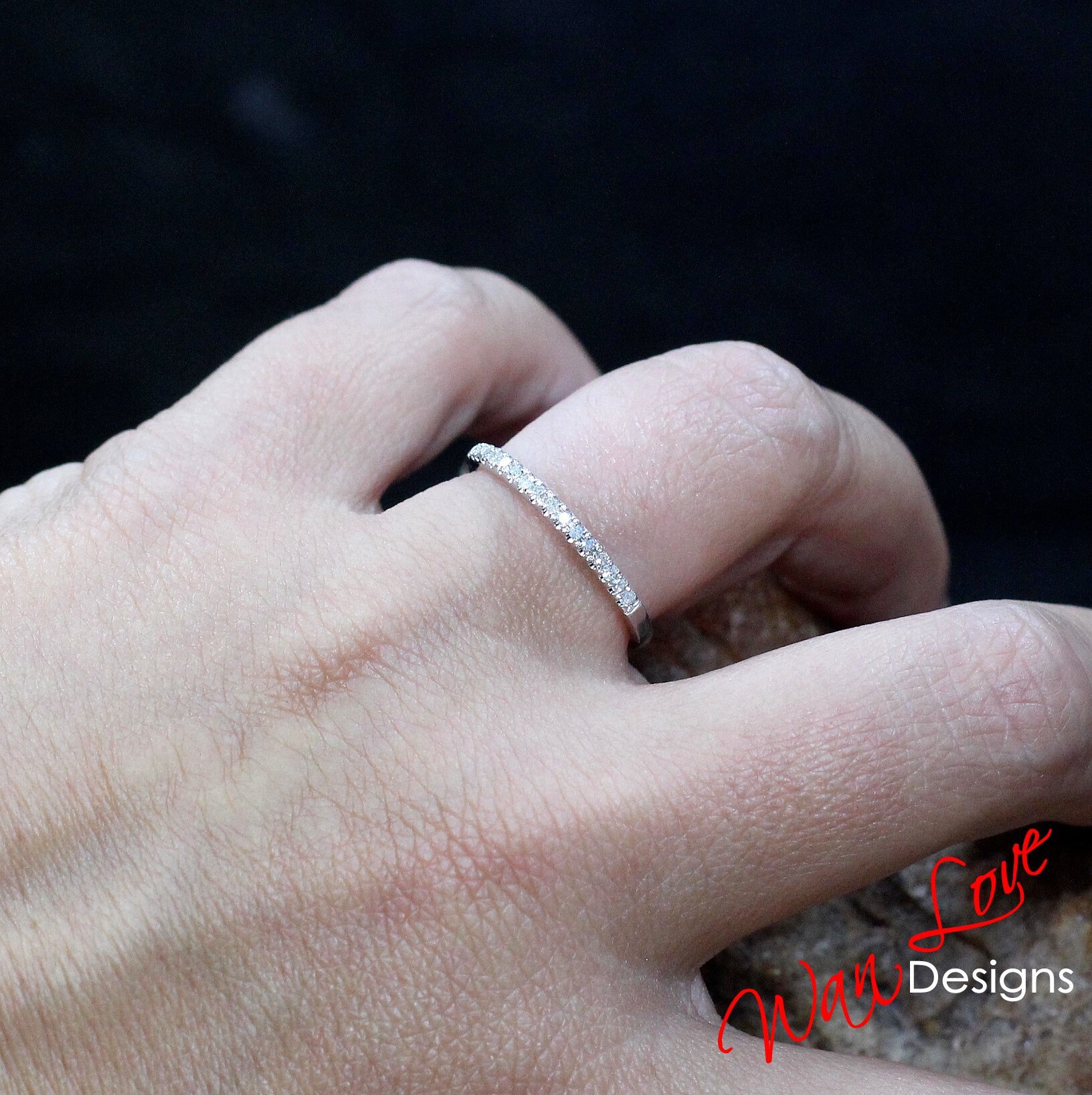 Diamond Half Eternity Stackable Wedding Band Ring 1.85mm .22ct Etsy