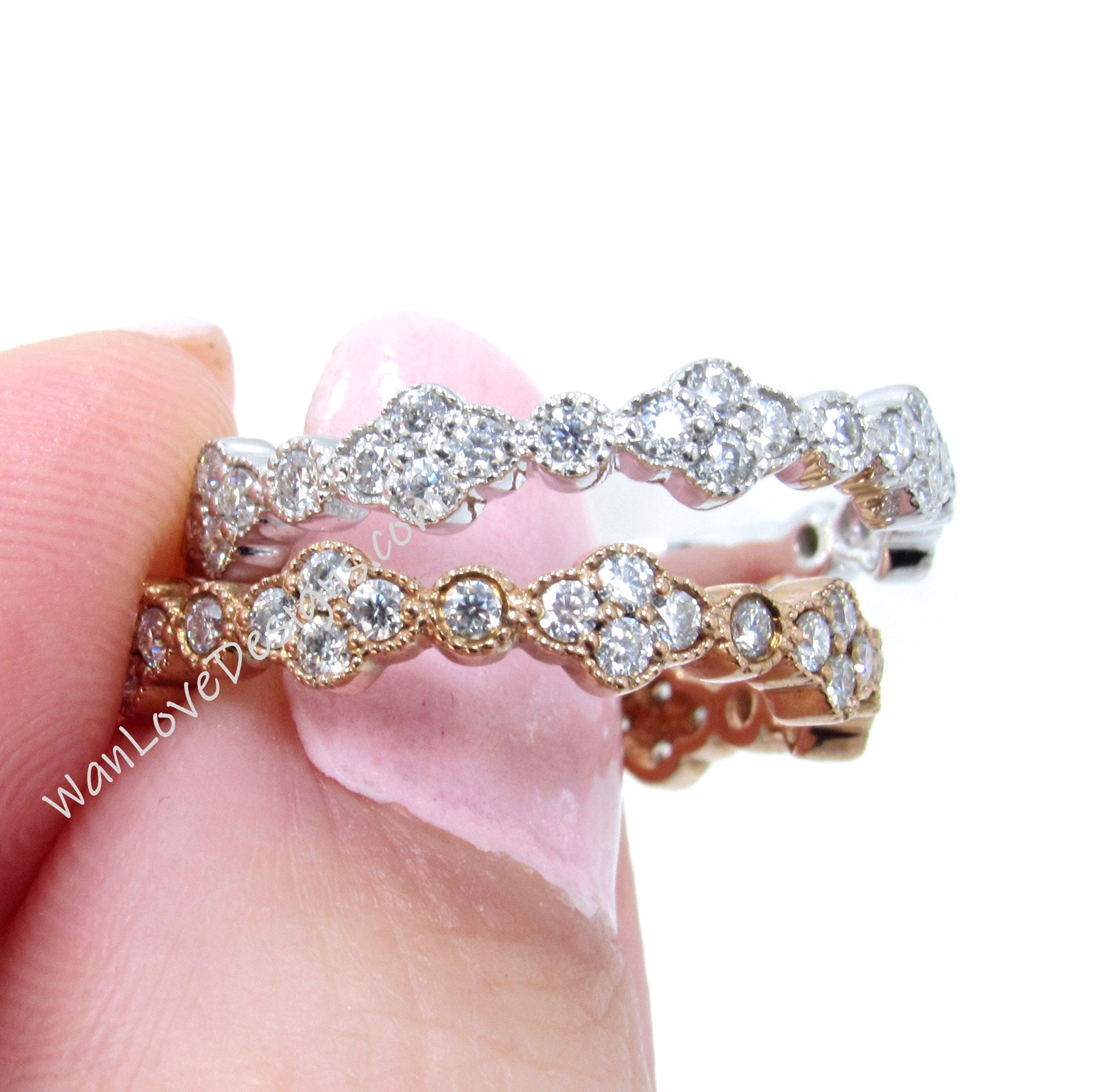 Unique Moissanite Wedding Band Moissanite Stacking Ring Etsy UK