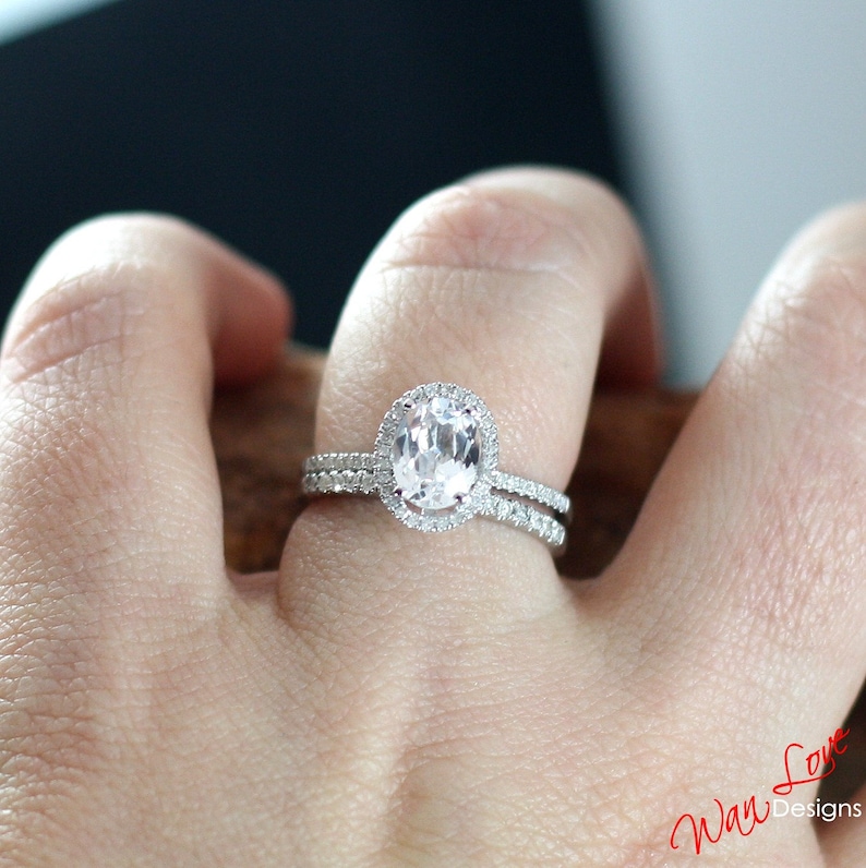 Oval Halo Engagement Ring With Wedding Band - Wedding Rings Sets Ideas