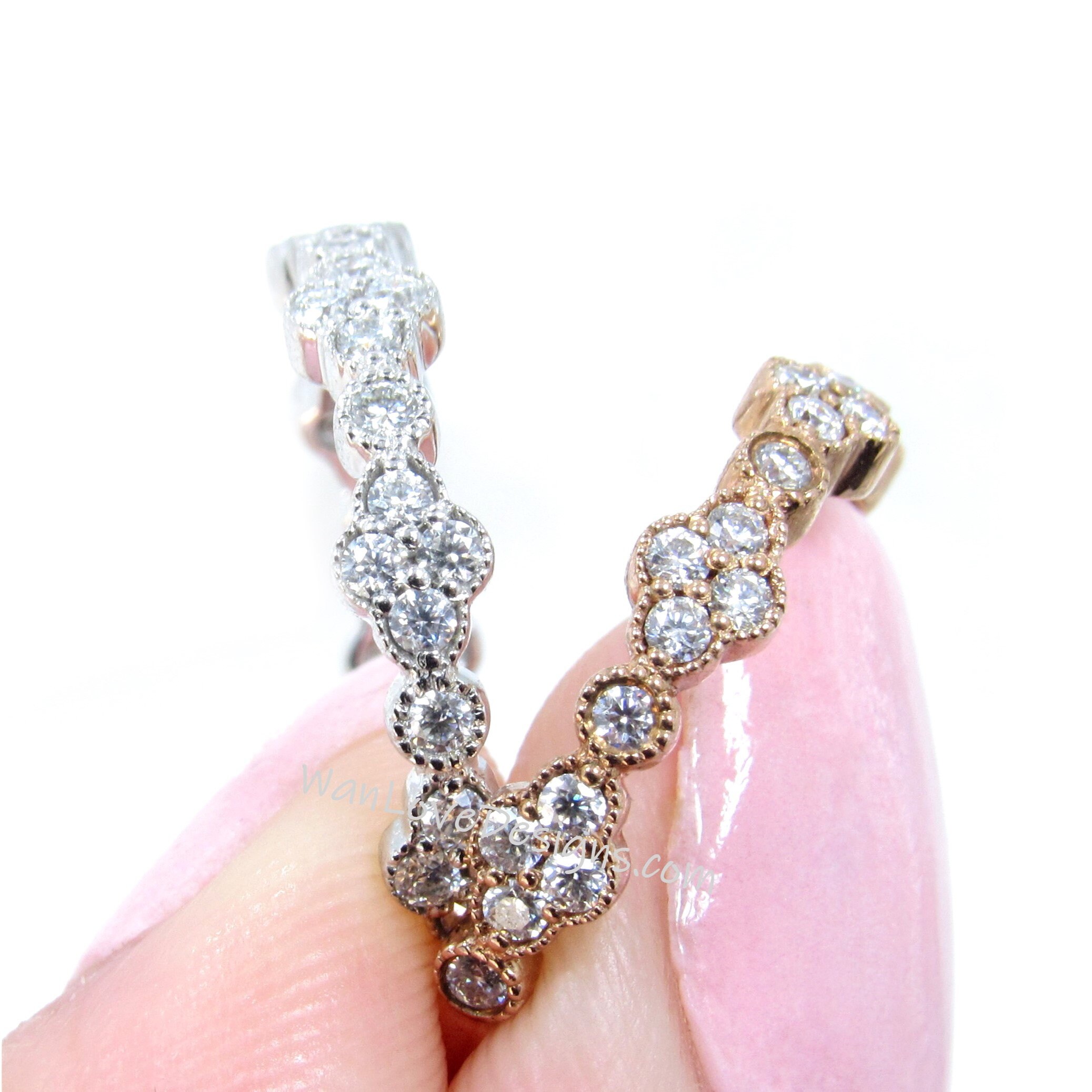 Unique Moissanite Wedding Band Moissanite Stacking Ring Etsy UK