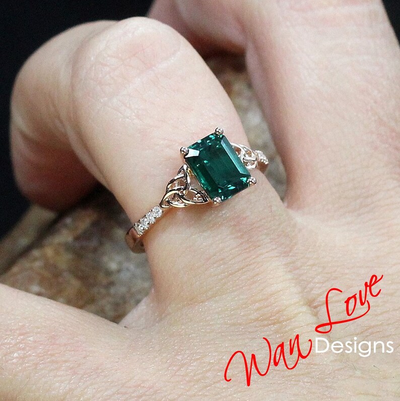 Emerald & Diamond Celtic Knot Engagement Ring 2ct8x6mmCustom Etsy