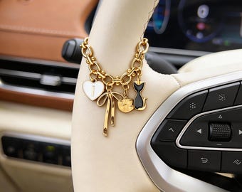 Colgante para coche personalizable - Cadena para volante personalizada, colgante para coche personalizable, regalo único para coches, decoración única para coches