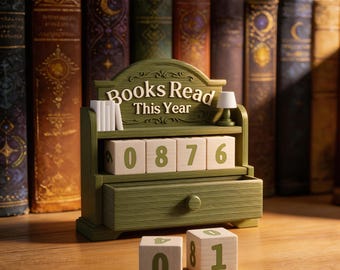 Rastreador de libros impreso en 3D: regalo para amantes de la lectura, decoración de estanterías, libros leídos este año, pantalla 3D divertida y funcional