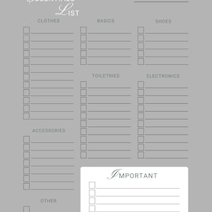 Travel Essentials Packing List | Printable Checklist | Digital Download