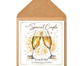 Personalised Champagne Toast Card for Couple | Engagement, Wedding Congratulations