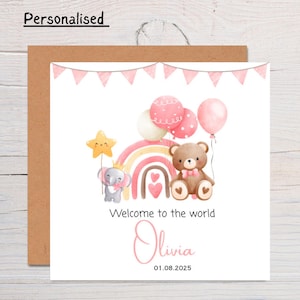 Personalised New Baby Girl Card: Welcome to the World