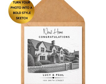 Personalised House Sketch Card | Custom New Home Congratulations Gift