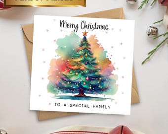 Personalised Family Christmas Card: Watercolor Tree Design