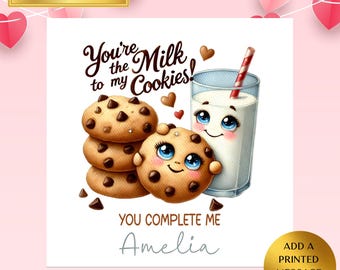 Personalised Valentine's Day Card – Milk and Cookies Design