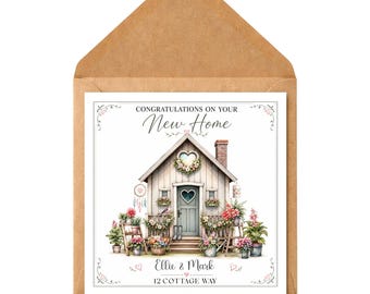 Personalised New Home Card | Custom Cottage Congratulations Greeting 150mm Square