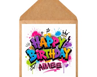 Personalised Graffiti Birthday Card | Custom Name, Any Age Street Art Greeting