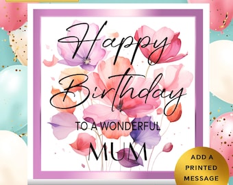 Personalised Floral Birthday Card – Custom Name, UK Designed, Feminine Flowers