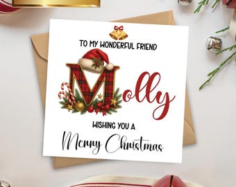 Personalised Christmas Card: Tartan Initial Festive Card