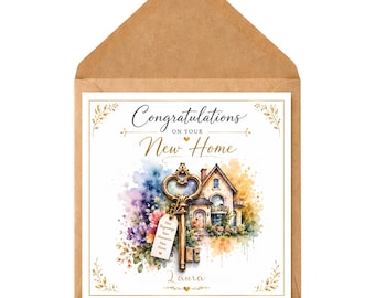 Personalised New Home Watercolour Card | Congratulations Housewarming Gift