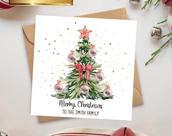 Personalised Family Christmas Card: Bauble Tree Design