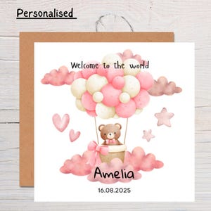 Personalised New Baby Girl Card: Welcome to the World