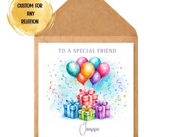 Personalised Birthday Card | Custom Name Balloon Gift Card