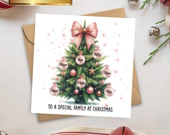 Personalised Family Christmas Card: Bauble Tree Design