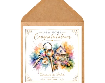 Personalised New Home Watercolour Card | Congratulations Housewarming Gift