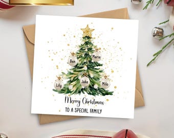 Personalised Family Christmas Card: Bauble Tree Design