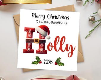 Personalised Christmas Card: Festive Name Card for Friends and Family