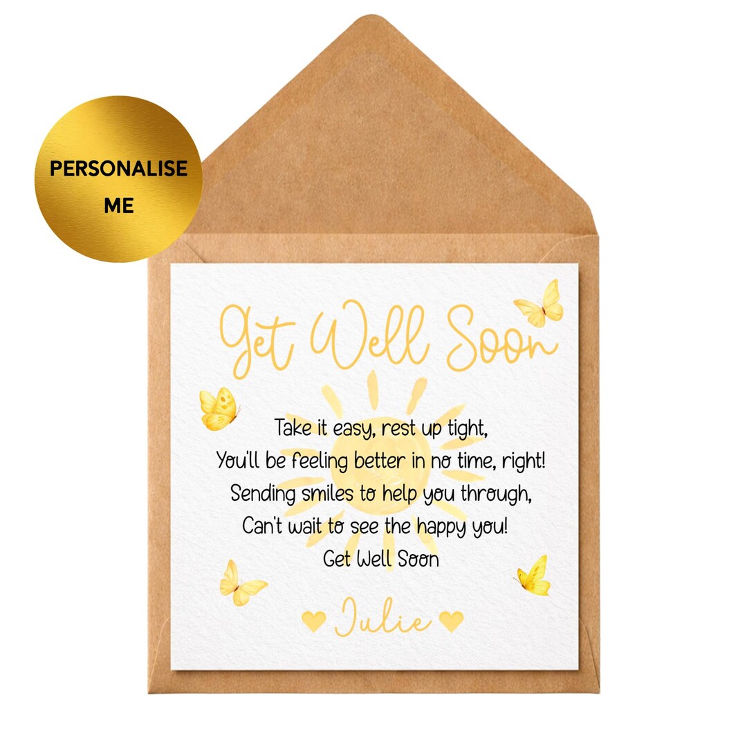Personalised Get Well Soon Card | Thinking of You Card | Cheer up Card ...
