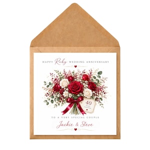 Personalised Ruby Wedding Anniversary Card, 40 Years Together Card