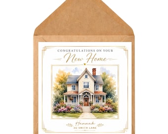 Personalised New Home Watercolour House Card | Congratulations Housewarming Gift