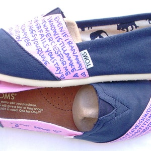 The Addie Light Pink and Navy Blue Custom TOMS - Etsy