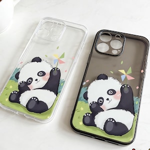 Playful Panda Clear Phone Case, Anti-Drop Protective Transparent Phone Cover, Cute Accessory For iPhone 17 Pro Max/16/15/14/13/12/11/X/8/7/6