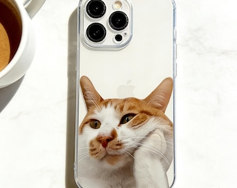 Funny Cat Clear Phone Case, Cute Kitty Anti-Drop Protective Phone Cover, iPhone Accessory For iPhone 17 Pro Max/16/15, Gifts For Cat Lovers