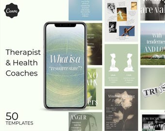 Plantillas de Instagram de bienestar / Redes sociales Canva para terapeutas y coaches