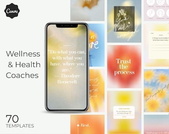 Plantillas de Instagram de bienestar de Canva: Kit de redes sociales para coaches de salud (Descarga digital)
