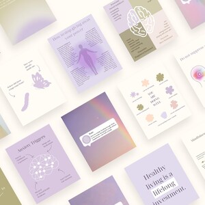 May include: An assortment of pastel-colored cards with inspirational quotes and illustrations. The cards feature text like "I like your way of thinking," "Anxiety Triggers," and "Healthy living is a lifelong investment."