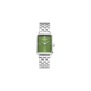Rectangular ladies&#39; watch, silver and green color