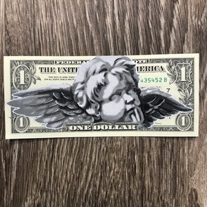 Angel 1 dollar bill original painting US blood money