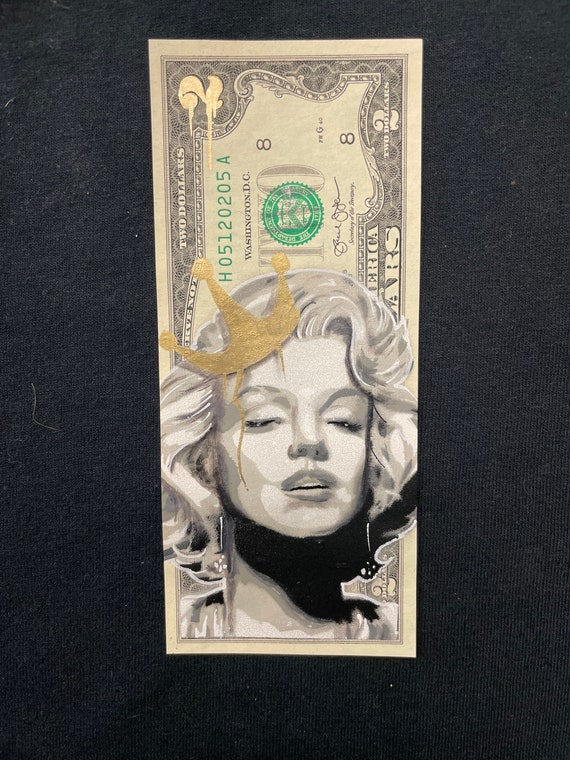 Marilyn Monroe Original 2 Dollar Bill Painting Money Art US Etsy