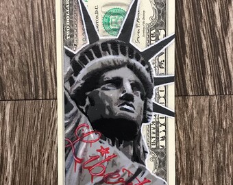 Statue of Liberty 2 dollar bill original painting lady liberty land of the free
