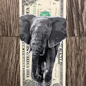 Elephant 1 dollar bill original painting US blood money