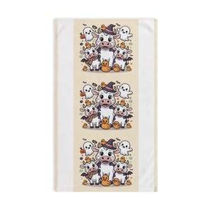 Toalha de mão adorável de Halloween com animais fofos da fazenda, decoração de cozinha, presente de feriado de outono, estilo fazenda, excêntrico