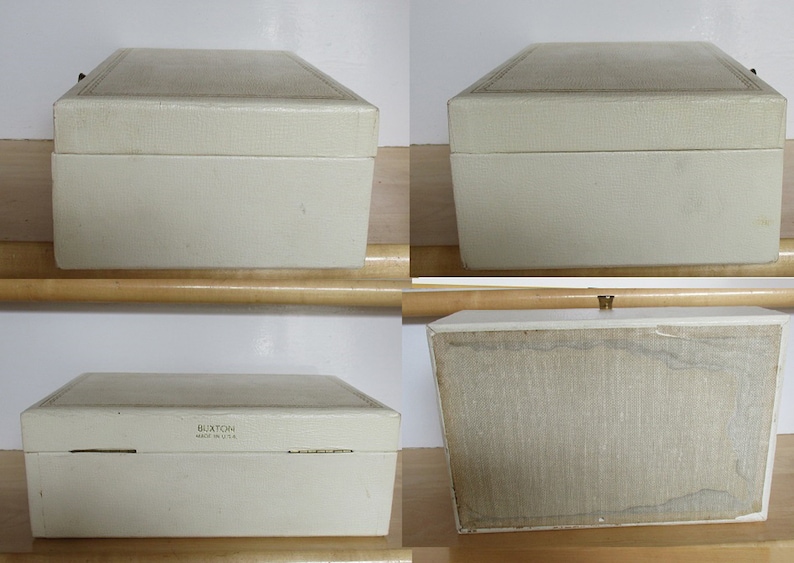 Vintage 2 Jewelry Boxes 2 Tier Faux Leather Red Interior Royal Purple Velvet Lining Buxton White 2 Tier Gold with Lock No Key