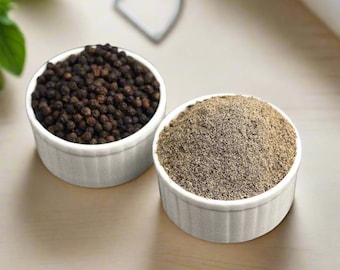 Pimienta negra molida orgánica en polvo / Especia natural / Calidad excepcional