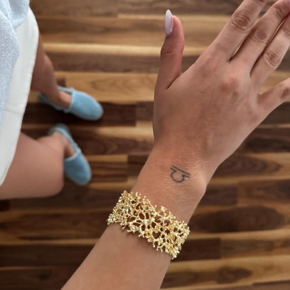 Gold Plated Brass Statement Cuff Bracelet: Bold Organic Reef Texture Jewelry