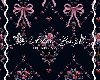 Navy Valentines Trellis – Embroidered Fabric File (JPEG)