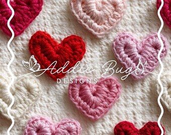 Crocheted Valentines Hearts – 3D Embroidered Fabric File (JPEG)