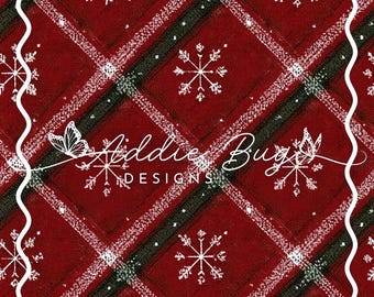 Christmas Snowflake Plaid Fabric – 3D Embroidered Seamless File (Digital Download)