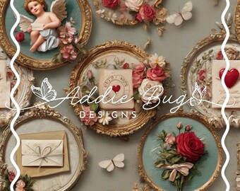 Sage Valentines Frames – Embroidered Fabric File (JPEG)