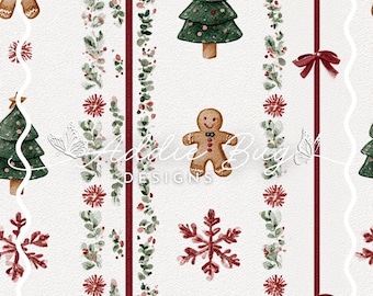 Watercolor Gingerbread Stripes - watercolor design, holiday design, Christmas winter design, fabric seamless file