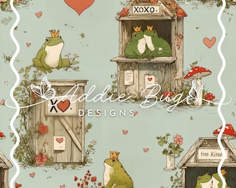 Frog Kissing Booth – Valentines Illustrated Fabric File (JPEG)