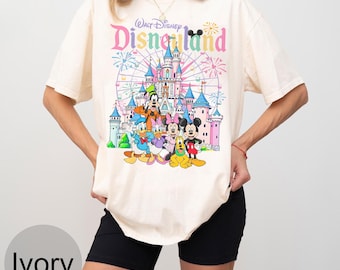 Disneyland Comfort Color Shirt, Vintage Walt Disney Mickey and Friends T-Shirt, Colorful Castle Fireworks Graphic Tee, Disneyland Trip 2026